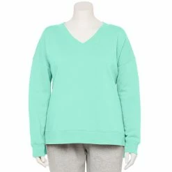 Plus Size Tek Gear® Ultrasoft Fleece V-Neck Sweater Night Sangria