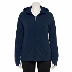 Plus Size Tek Gear® Essential Hooded Jacket Beyond Blue