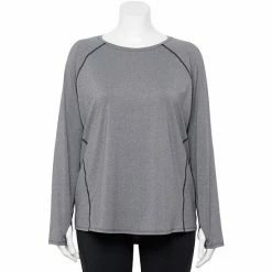 Plus Size Tek Gear® Performance Core Long Sleeve Tee Esta Olive