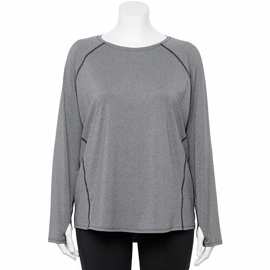 Plus Size Tek Gear® Performance Core Long Sleeve Tee Esta Olive - Image 6