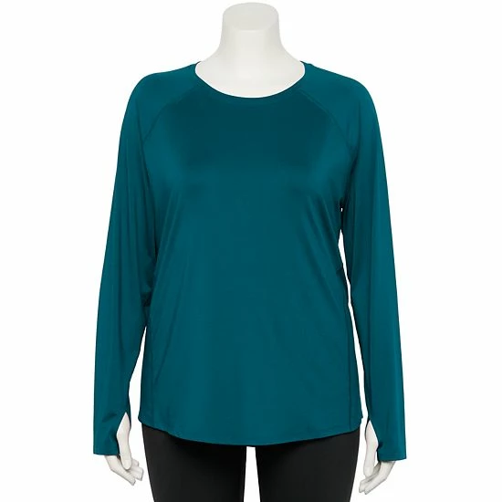 Plus Size Tek Gear® Performance Core Long Sleeve Tee Esta Olive - Image 8