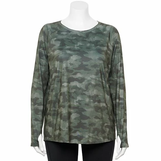 Plus Size Tek Gear® Performance Core Long Sleeve Tee Esta Olive - Image 14
