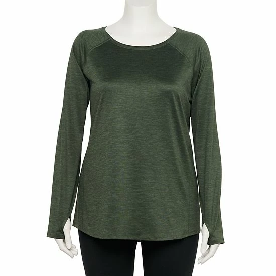 Plus Size Tek Gear® Performance Core Long Sleeve Tee Esta Olive - Image 16