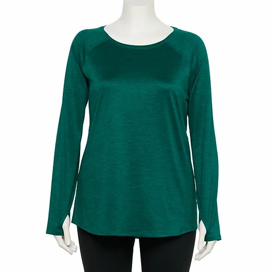 Plus Size Tek Gear® Performance Core Long Sleeve Tee Esta Olive - Image 18