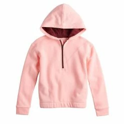 Girls 7-16 Tek Gear® Ultrasoft Fleece 1/4-Zip Hoodie In Regular & Plus Chilled Wine