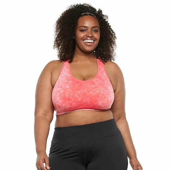 Plus Size Tek Gear® Seamless Low-Impact Sports Bra Dream Green Acid Wash - Image 7