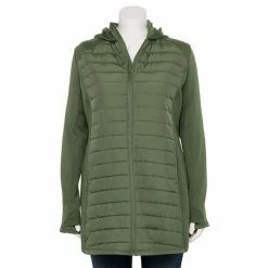 Plus Size Tek Gear® Long Mixed-Media Jacket Night Sangria