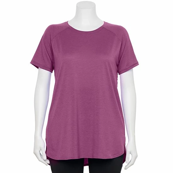 Plus Size Tek Gear® High Slit Tunic Tee Pink Trillion - Image 3