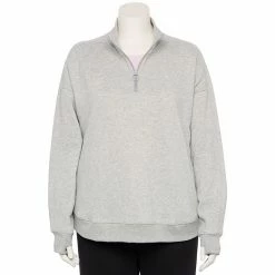 Plus Size Tek Gear® Quarter-Zip Ultrasoft Fleece Jacket Rose Leopard