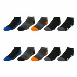 Boys Tek Gear® Lightweight 10-pack Low Cut Socks Black Gray Heather
