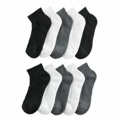 Women's Tek Gear® 10-pack Basic Ankle Socks White Gray Black