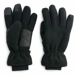 Men's Tek Gear® Microfleece Cuffed Touch Screen Gloves Black