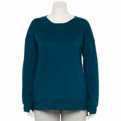 Plus Size Tek Gear® Ultrasoft Fleece Crewneck Tunic Natural Scallop