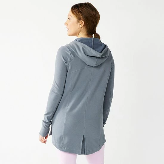 Women's Tek Gear® Hooded Long French Terry Zip-Up Jacket Grape Yard - Image 2