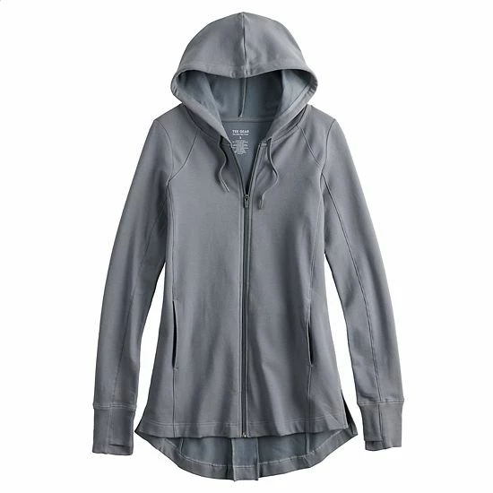 Women's Tek Gear® Hooded Long French Terry Zip-Up Jacket Grape Yard - Image 3