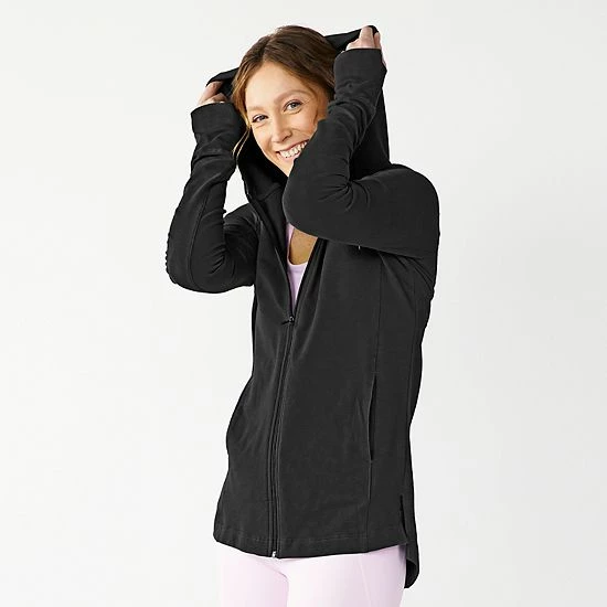 Women's Tek Gear® Hooded Long French Terry Zip-Up Jacket Grape Yard - Image 4