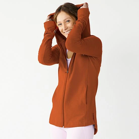 Women's Tek Gear® Hooded Long French Terry Zip-Up Jacket Grape Yard - Image 5