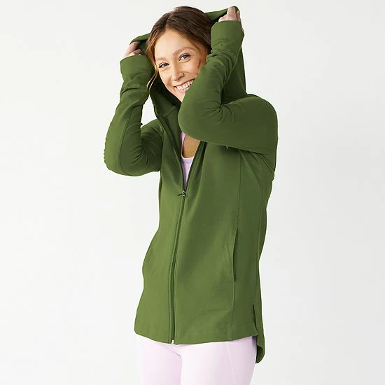 Women's Tek Gear® Hooded Long French Terry Zip-Up Jacket Grape Yard - Image 6