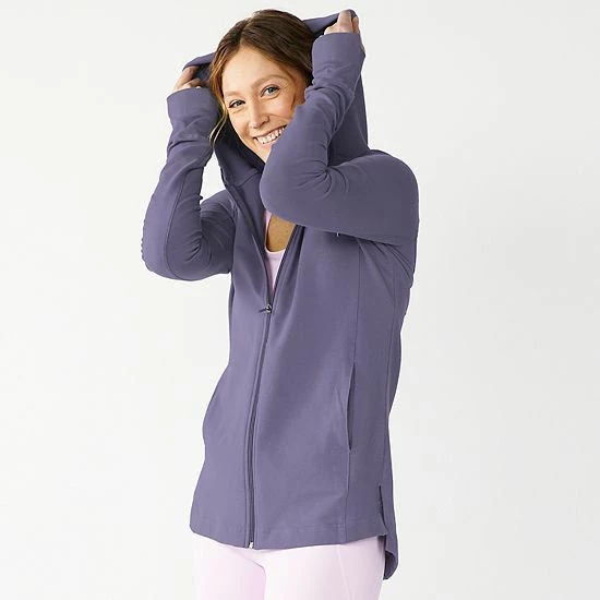Women's Tek Gear® Hooded Long French Terry Zip-Up Jacket Grape Yard - Image 7
