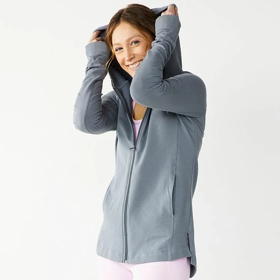 Women's Tek Gear® Hooded Long French Terry Zip-Up Jacket Grape Yard - Image 8