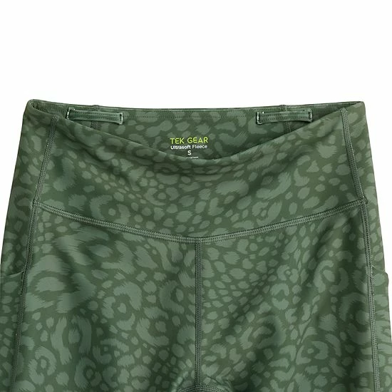 Women's Tek Gear® Adaptive High-Waisted 7/8 Leggings Green Leopard - Image 2