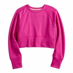 Girls 7-16 Tek Gear® Stretch Fleece Crew Sweatshirt In Regular & Plus Aqua Exploded Floral