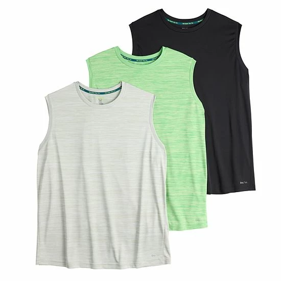 Big & Tall Tek Gear® 3-Pack Dry Tek Muscle Tee Black Green White 1 Big & Tall Tek Gear® 3-Pack Dry Tek Muscle Tee Black Green White