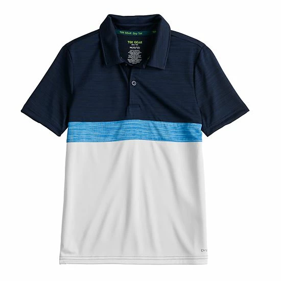 Boys 8-20 Tek Gear® Dry Tek Colorblock Polo In Regular & Husky White Blue Navy - Image 4
