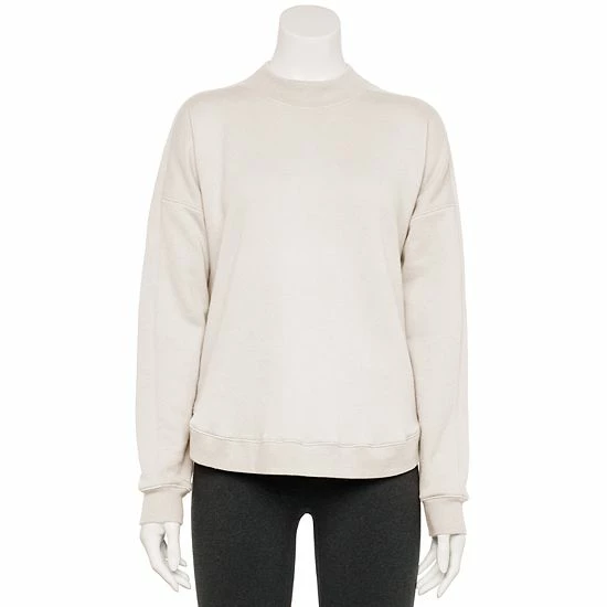 Women's Tek Gear® Ultrasoft Fleece Mockneck Sweatshirt Natural Scallop - Image 12