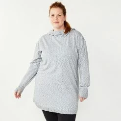Plus Size Tek Gear® Essential Hooded Cowlneck Tunic Chilled Wine