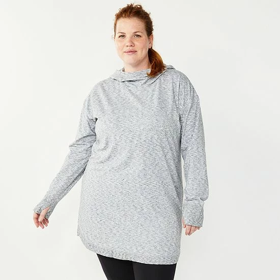 Plus Size Tek Gear® Essential Hooded Cowlneck Tunic Chilled Wine