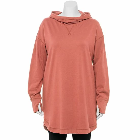 Plus Size Tek Gear® Essential Hooded Cowlneck Tunic Chilled Wine - Image 4