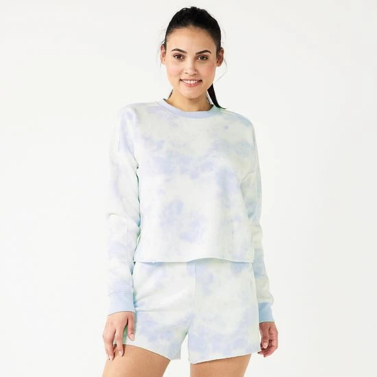 Women's Tek Gear® Ultrasoft Fleece Easy Crop Sweatshirt Purple Dye Effect