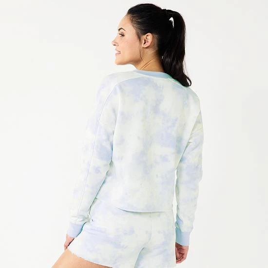 Women's Tek Gear® Ultrasoft Fleece Easy Crop Sweatshirt Purple Dye Effect - Image 2