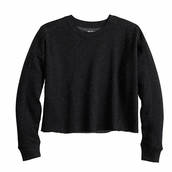 Women's Tek Gear® Ultrasoft Fleece Easy Crop Sweatshirt Purple Dye Effect - Image 3