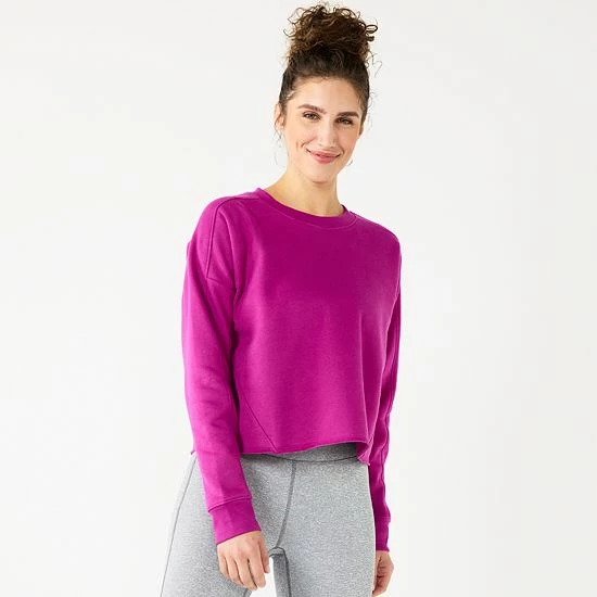 Women's Tek Gear® Ultrasoft Fleece Easy Crop Sweatshirt Purple Dye Effect - Image 5