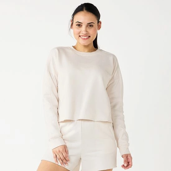 Women's Tek Gear® Ultrasoft Fleece Easy Crop Sweatshirt Purple Dye Effect - Image 8