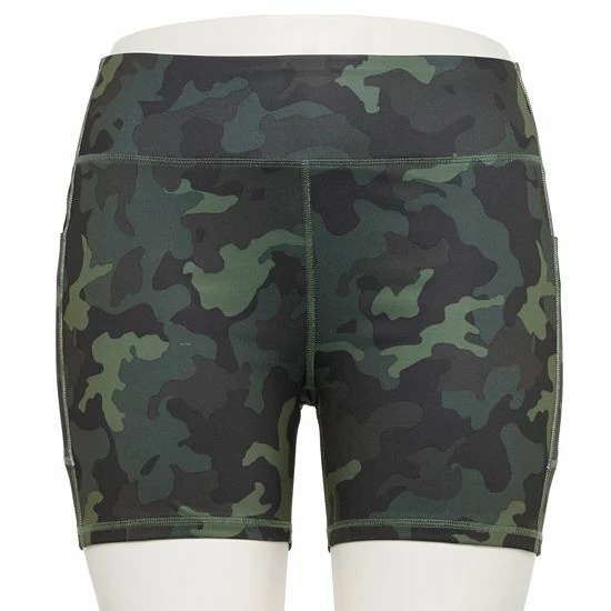 Women's Tek Gear® Core 5-in. High-Waisted Bike Shorts Olive Camo - Image 6