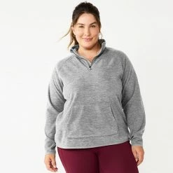Plus Size Tek Gear® Microfleece Quarter-Zip Top Tremendous Teal