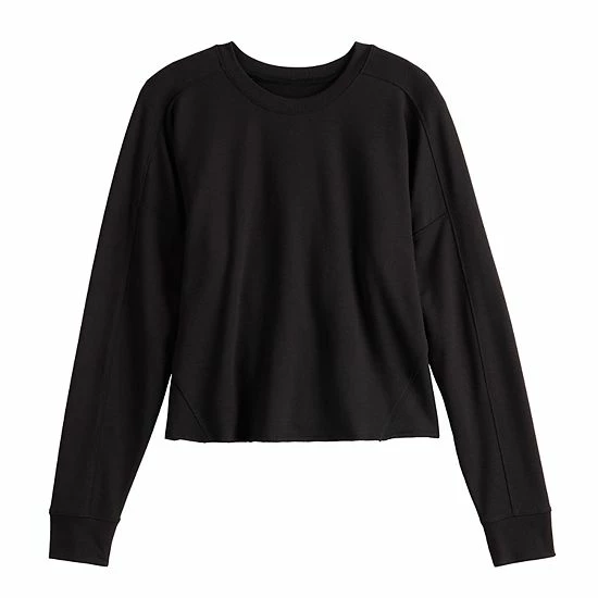 Women's Tek Gear® Easy French Terry Raw-Seam Tee Natural Scallop - Image 3