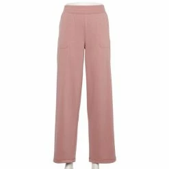 Petite Tek Gear® Fleece Midrise Wide-Leg Workout Pants Smokey Slate