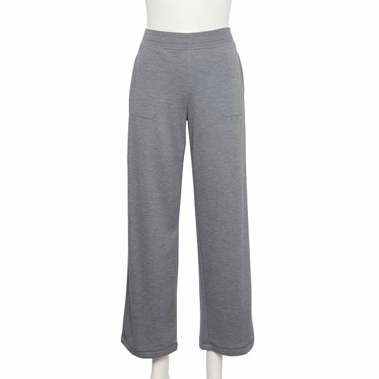 Petite Tek Gear® Fleece Midrise Wide-Leg Workout Pants Smokey Slate - Image 3