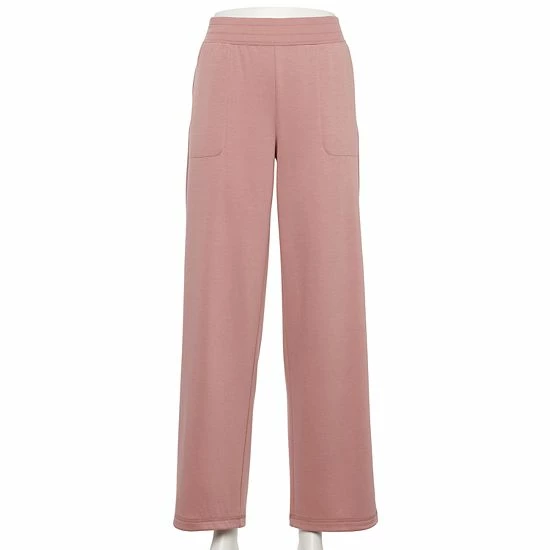 Petite Tek Gear® Fleece Midrise Wide-Leg Workout Pants Smokey Slate - Image 4