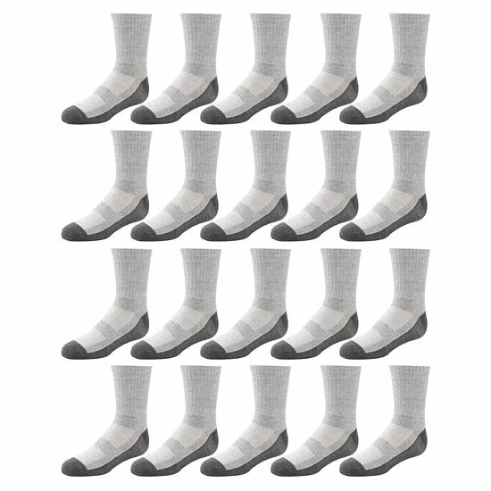 Boys Tek Gear® 20-Pack Lightweight Performance Crew Socks Black Charcoal 2 Boys Tek Gear® 20-Pack Lightweight Performance Crew Socks Black Charcoal - Image 2