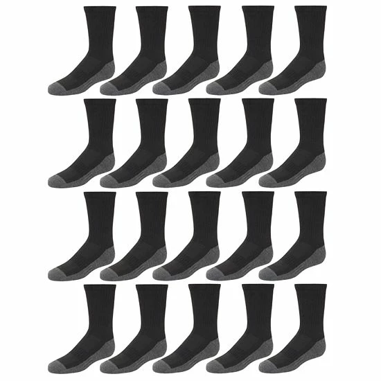 Boys Tek Gear® 20-Pack Lightweight Performance Crew Socks Black Charcoal 4 Boys Tek Gear® 20-Pack Lightweight Performance Crew Socks Black Charcoal - Image 4