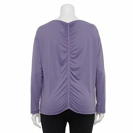 Plus Size Tek Gear® Soft Touch Long Sleeve Tee Grape Yard - Image 2