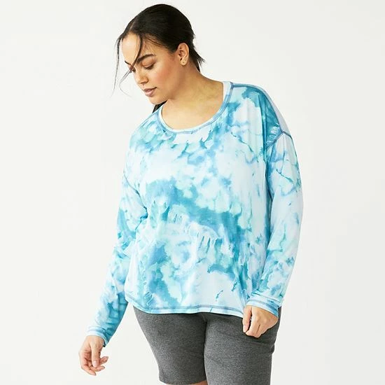 Plus Size Tek Gear® Soft Touch Long Sleeve Tee Grape Yard - Image 4