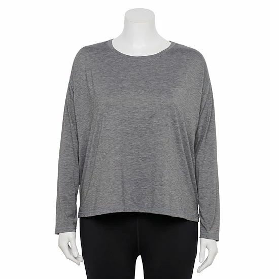 Plus Size Tek Gear® Soft Touch Long Sleeve Tee Grape Yard - Image 6