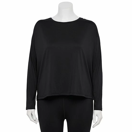 Plus Size Tek Gear® Soft Touch Long Sleeve Tee Grape Yard - Image 7