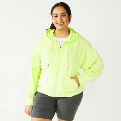 Plus Size Tek Gear® French Terry Crop Zip-Up Jacket Black